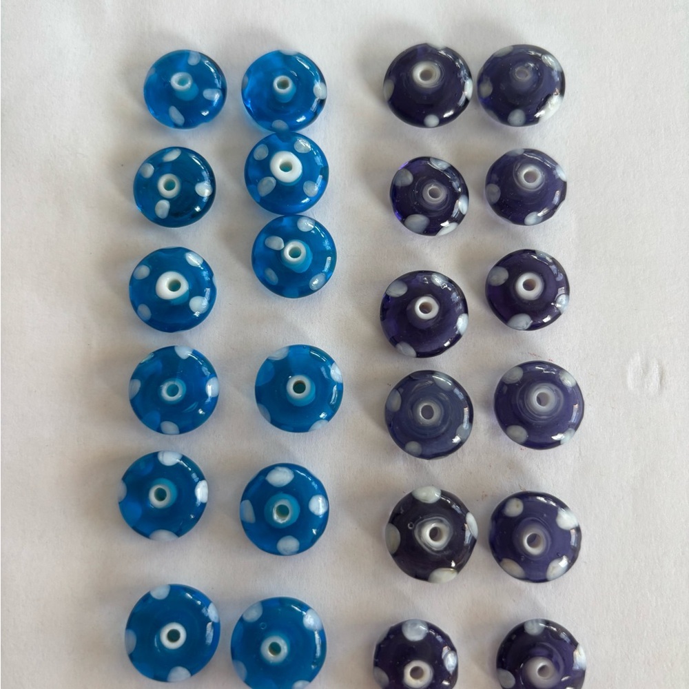 Lamplighter Glass Handmade beads w/polka dots (24 total)